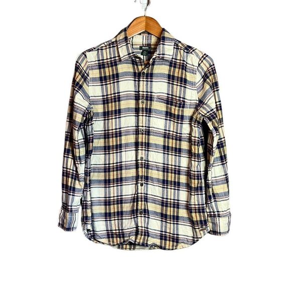 3 for $30! Roots beige plaid woven button down shirt - Picture 1 of 12